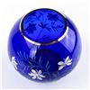 Image 6 : HAND PAINTED COBALT BLUE GLASS FLORAL BULB VASE