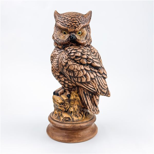 VTG 70’S ERA GREAT HORNED OWL CERAMIC SCULPTURE