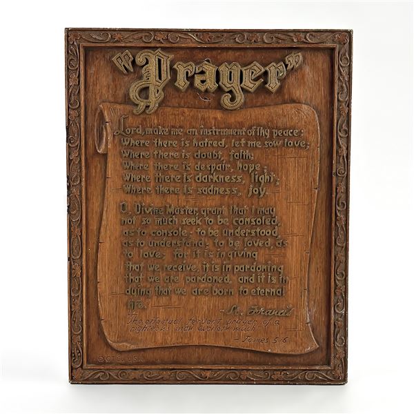RELIGIOUS ST. FRANCIS OF ASSISI PRAYER WALL PLAQUE