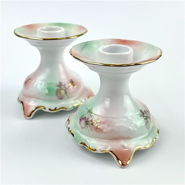 PAIR OF BAVARIA SCHUMANN GERMANY CANDLE STICKS