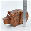 Image 14 : VTG HAND MADE WOODEN PIG PIGGY COIN BANK - 1982