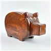 Image 1 : VTG HAND MADE WOODEN PIG PIGGY COIN BANK - 1982