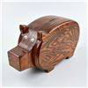 Image 3 : VTG HAND MADE WOODEN PIG PIGGY COIN BANK - 1982
