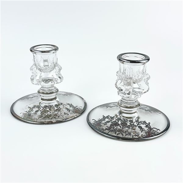 VINTAGE TIFFIN-FRANCISCAN GLASS CANDLE HOLDERS