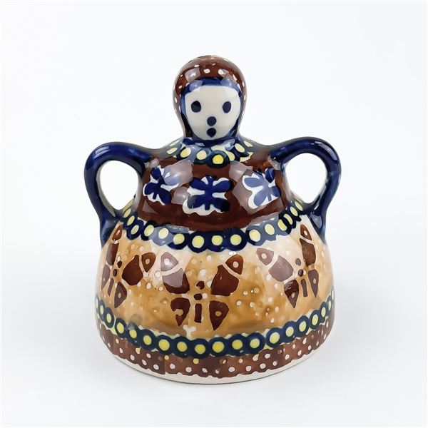 VTG MINI BOLESLAWIEC POLISH POTTERY CHEESE LADY