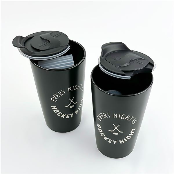 2 HOCKEY NIGHT TRAVEL INDIGO MUG TUMBLER CUP