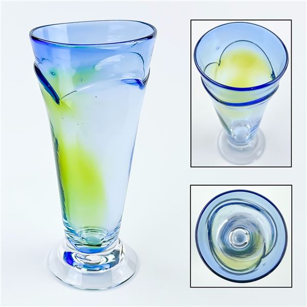 HAND BLOWN STUDIO ART GLASS FLOWER VASE GLASS