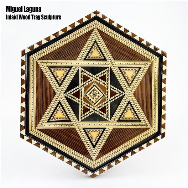 MIGUEL LAGUNA - INLAID WOOD PARQUETRY TRAY ART