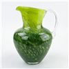 Image 3 : VINTAGE MCM HAND BLOWN GREEN ART GLASS PITCHER