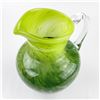 Image 7 : VINTAGE MCM HAND BLOWN GREEN ART GLASS PITCHER