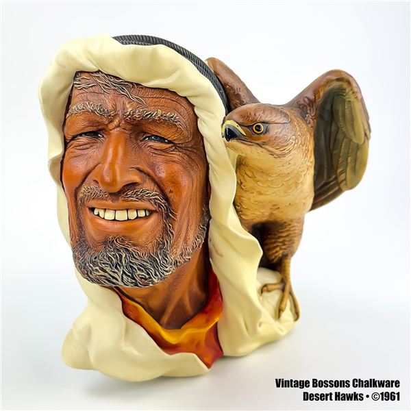 VTG BOSSONS DESERT HAWKS CHALKWARE SCULPTURE