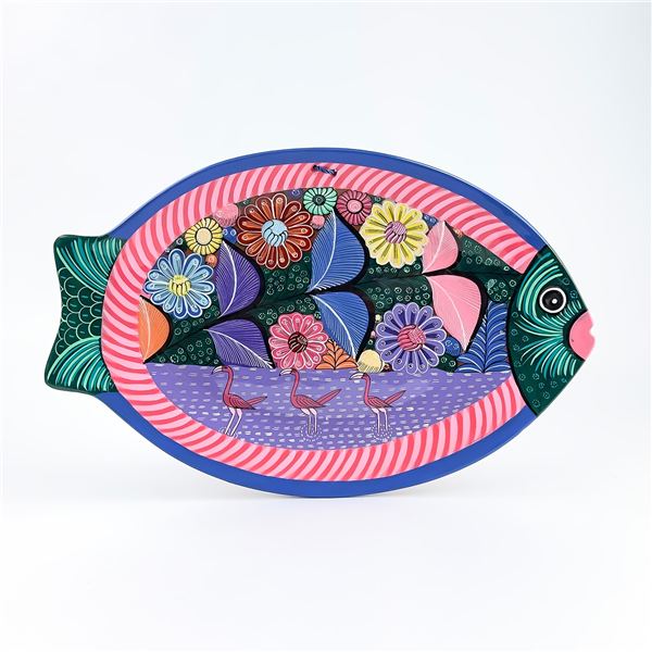 VTG MEXICAN FOLK ART TERRACOTTA FISH WALL PLAQUE