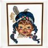 Image 4 : PAIR OF FRAMED PETIT POINT FIRST NATIONS BOY & GIRL