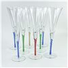 Image 1 : 8 HAND BLOWN TWISTED STEM CHAMPAGNE FLUTES