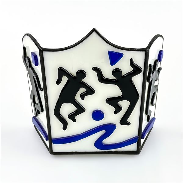STAINED GLASS STYLE CANDLE HOLDER SCULPTURE