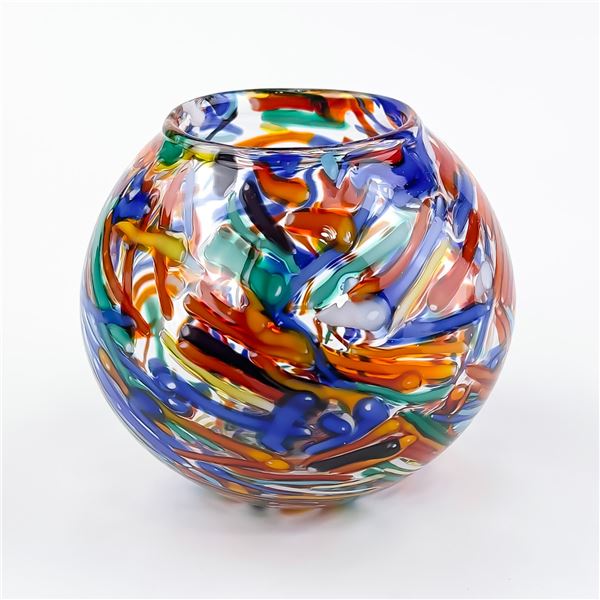 MURANO STYLE ART GLASS COLOURFUL CONFETTI VASE