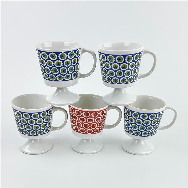VTG MID CENTURY MODERN PEDESTAL FLOWER MUGS