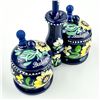 Image 4 : VINTAGE HAND MADE PAINTED FOLK ART SPICE JAR SET