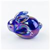 Image 1 : IRIDESCENT COBALT BLUE GLASS BUNNY PAPERWEIGHT
