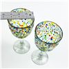 Image 11 : PAIR OF HAND BLOWN CONFETTI GLASS WINE GOBLETS