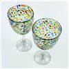 Image 6 : PAIR OF HAND BLOWN CONFETTI GLASS WINE GOBLETS