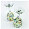 Image 8 : PAIR OF HAND BLOWN CONFETTI GLASS WINE GOBLETS