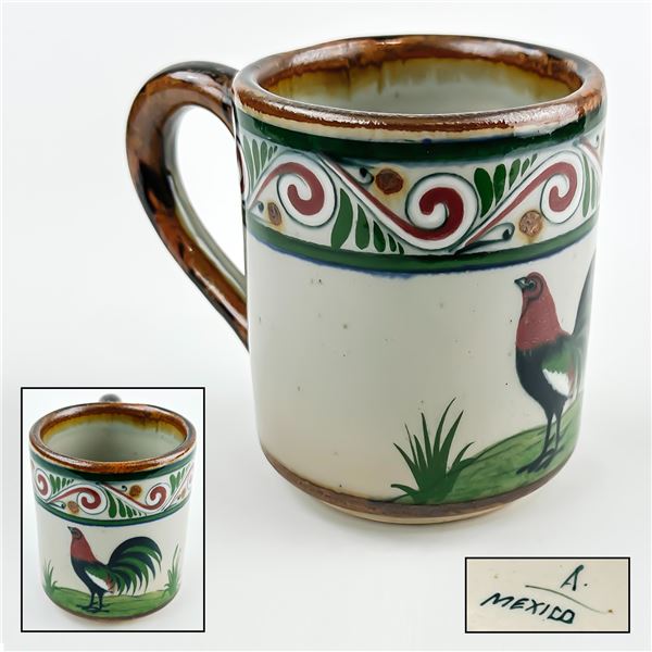 TALAVERA STUDIO ART POTTERY COFFEE MUG - ROOSTER