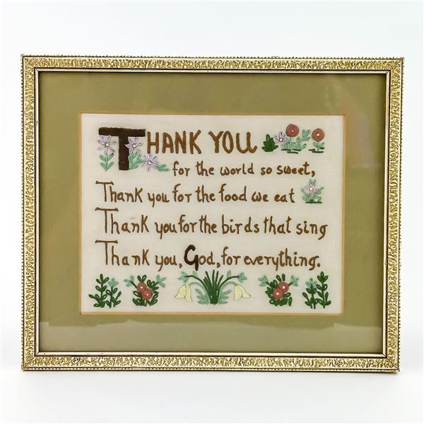 VTG NEEDLEPOINT EMBROIDERY SAMPLER PRAYER VERSE