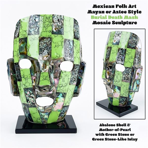 MEXICAN FOLK ART MAYAN AZTEC BURIAL DEATH MASK