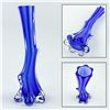 Image 1 : COBALT BLUE CASED ART GLASS SOLIFLORE FLOWER VASE