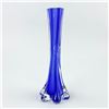 Image 2 : COBALT BLUE CASED ART GLASS SOLIFLORE FLOWER VASE