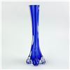 Image 4 : COBALT BLUE CASED ART GLASS SOLIFLORE FLOWER VASE