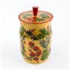 Image 1 : RUSSIAN KHOKHLOMA WOODEN FOLK ART CANISTER