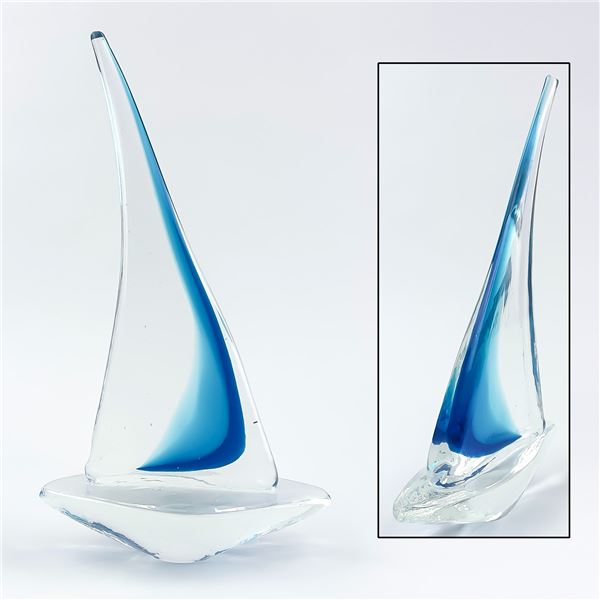 HAND BLOWN ART GLASS SAILBOAT BOAT SCULPTURE
