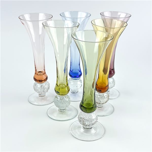 VTG BOHO-CHIC STYLE MULTI-COLOUR CORDIAL GLASSES