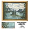 Image 1 : VINTAGE NEEDLEPOINT CROSS STITCH LAKE MOUNTAINS