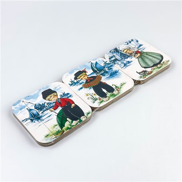 6 VINTAGE DUTCH HOLLAND BOY GIRL DRINK COASTERS