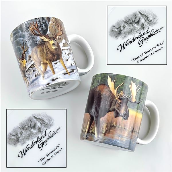 WONDERLAND GRAPHICS COFFEE MUGS DEER & MOOSE