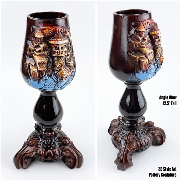 VINTAGE TERRACOTTA TBILISI GOBLET ART SCULPTURE