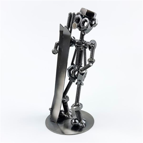 NUTS & BOLTS SKIER METAL ART SCULPTURE CHARACTER