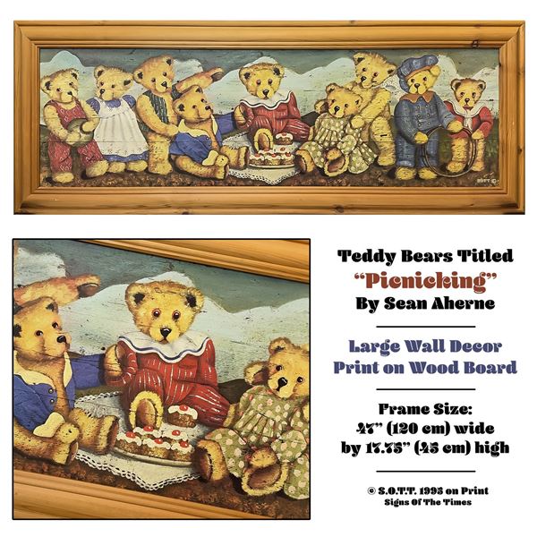 VTG 90’S ERA WALL DECOR “PICNICKING” SEAN AHERNE