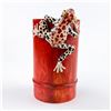 Image 2 : VTG BAMBOO PENCIL HOLDER WITH FROG SCULPTURE