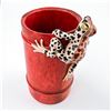 Image 7 : VTG BAMBOO PENCIL HOLDER WITH FROG SCULPTURE