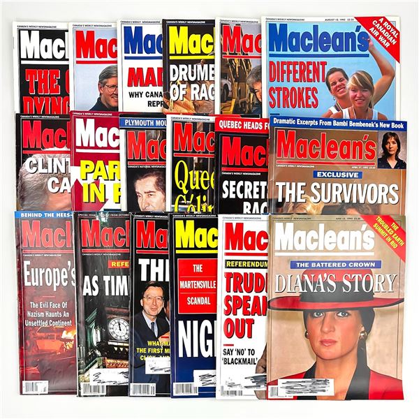 18 VINTAGE MACLEAN’S WEEKLY NEWS MAGAZINE LOT