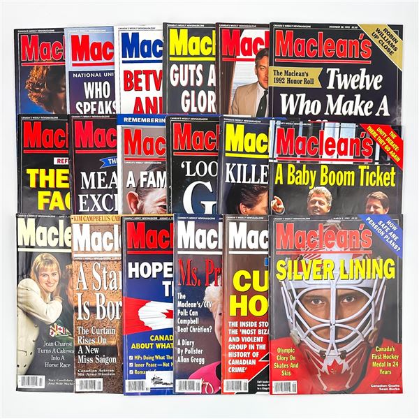 18 VINTAGE MACLEAN’S WEEKLY NEWS MAGAZINE LOT