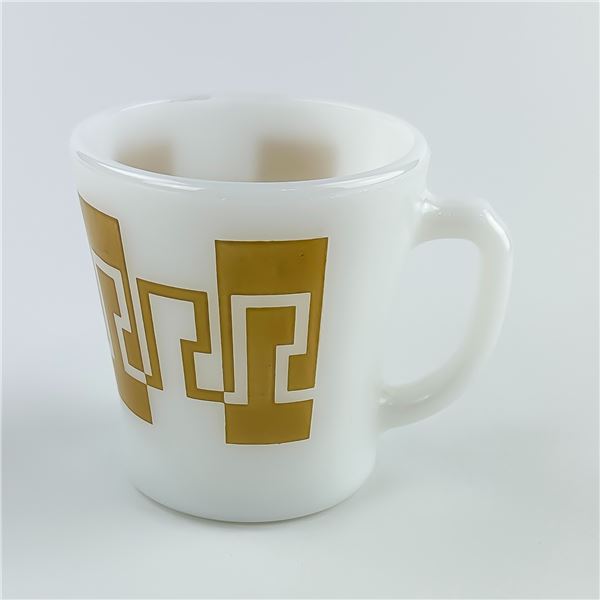VINTAGE FIRE KING D HANDLE COFFEE MUG - GREEK KEY