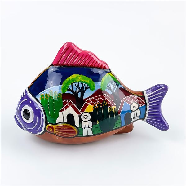 TERRACOTTA MEXICAN TALAVERA FISH ART SCULPTURE