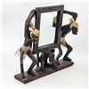 Image 1 : AFRICAN TIKI MEN WOOD CARVING MIRROR SCULPTURE