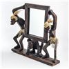 Image 3 : AFRICAN TIKI MEN WOOD CARVING MIRROR SCULPTURE