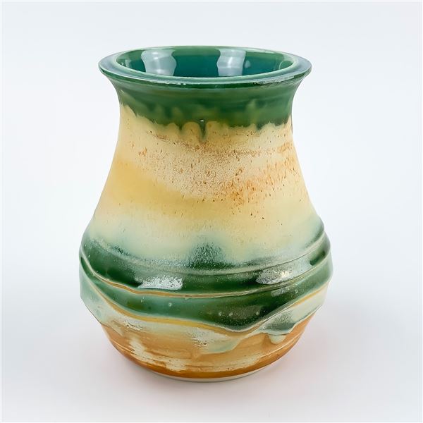 DRIP GLAZE STONEWARE VASE STUDIO ART POTTERY - KD